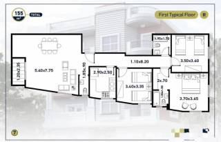شقتك فيو جاردن في النورث هاوس متكرر بمساحه