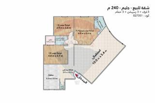 شقة للبيع 240 متر جليم ش ابراهيم الحلبي