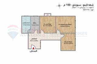 شقه ارضي مرتفع للبيع 100 متر سبورتنج جانبي بحر