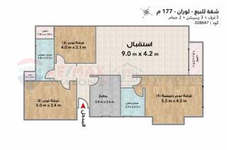 شقة للبيع 177 متر لوران علي الترام مباشرة