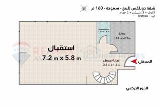 شقة دوبلكس للبيع 160 متر سموحة متفرع من ش مصطفي كامل