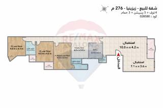شقة للبيع 276 متر زيزينيا خطوات من البحر