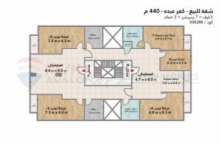 شقة للبيع 440 متر كفر عبده خطوات من ش أبو قير