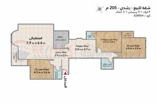 شقة للبيع 205 متر رشدي علي الترام مباشرة