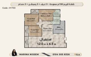 شقة للبيع 196 متر سموحة ش فوزى معاذ