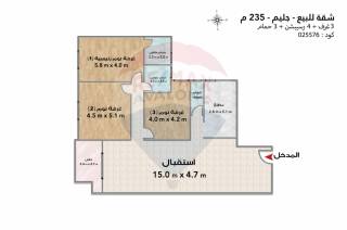 شقة للبيع 235 متر جليم ش مصطفى فهمي