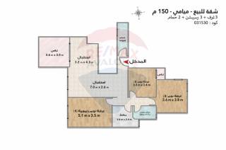 شقة للبيع 150 متر ميامي ش 45 بحري