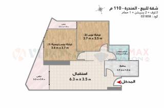 شقة للبيع 110 متر المندرة علي البحر مباشرة