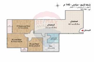 شقة للبيع 140 متر ميامي متفرع من ش 45