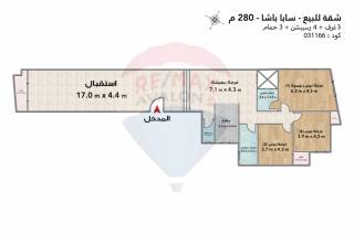 شقة للبيع 280 متر سابا باشا خطوات من البحر