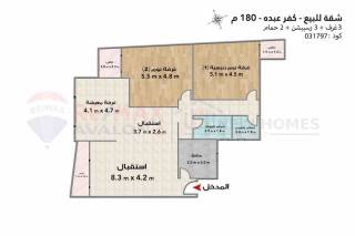 شقة للبيع 180 متر كفر عبده ش سكينة بنت الحسين