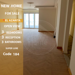 شقة للإيجار 179 متر الأزاريطة علي الترام مباشرة