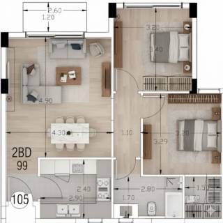 شقة للبيع بالحى الرابع مجاورة رابعة دور ارضى مرتفع 105م