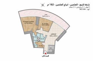 شقة للبيع ابراج العلمين 182 م