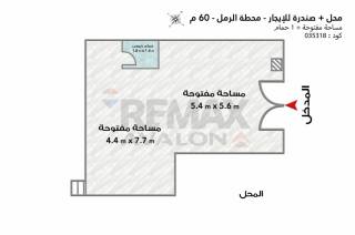 محل صندرة للايجار 60 متر محطة الرمل ش صفية زغلول