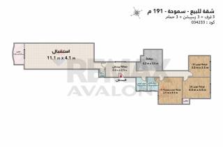 شقة للبيع 191 متر سموحة ش زكي رجب