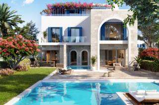شاليه 115م للبيع الساحل الشمالي نايا باي فيو Pool Land Scape