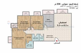شقة للبيع 121 متر سموحة مروج الغنيمي