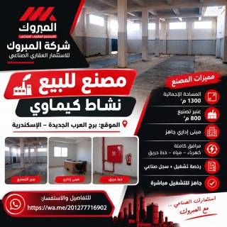 مصنع على مساحة 2800 متر للبيع ببرج العرب