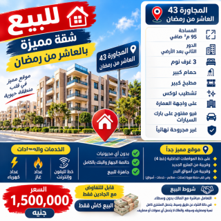 شقة للبيع في كمبوند دار مصر بجوار حي الياسمين